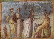 unknow artist Wall painting from Herculaneum showing in highly impres sionistic style the bringing of offerings to Dionysus France oil painting artist
